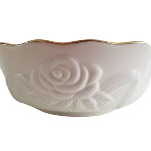 Lenox Collectible Gift White China Rose Candy Dish